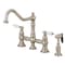 Kingston Brass KS3278PLBS Restoration 8" Bridge Kitchen Faucet W/Sprayer, Brushed Nkl KS3278PLBS - alternate 1